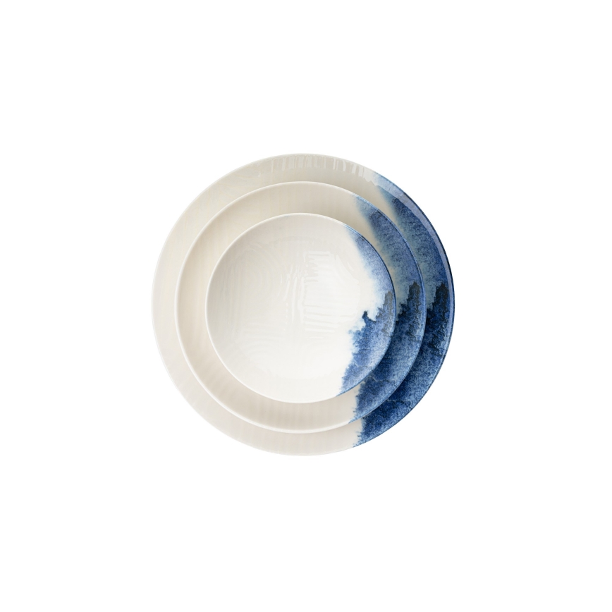 24-teiliges Essservice weiß/blau/Porzellan
