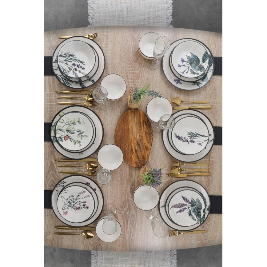 24-teiliges, farbenfrohes Essgeschirr aus Steingut