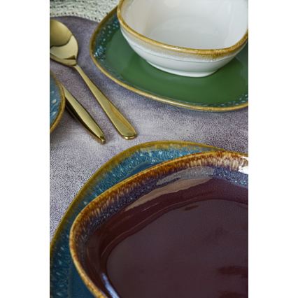 24-teiliges, farbenfrohes Geschirrset aus Steinzeug