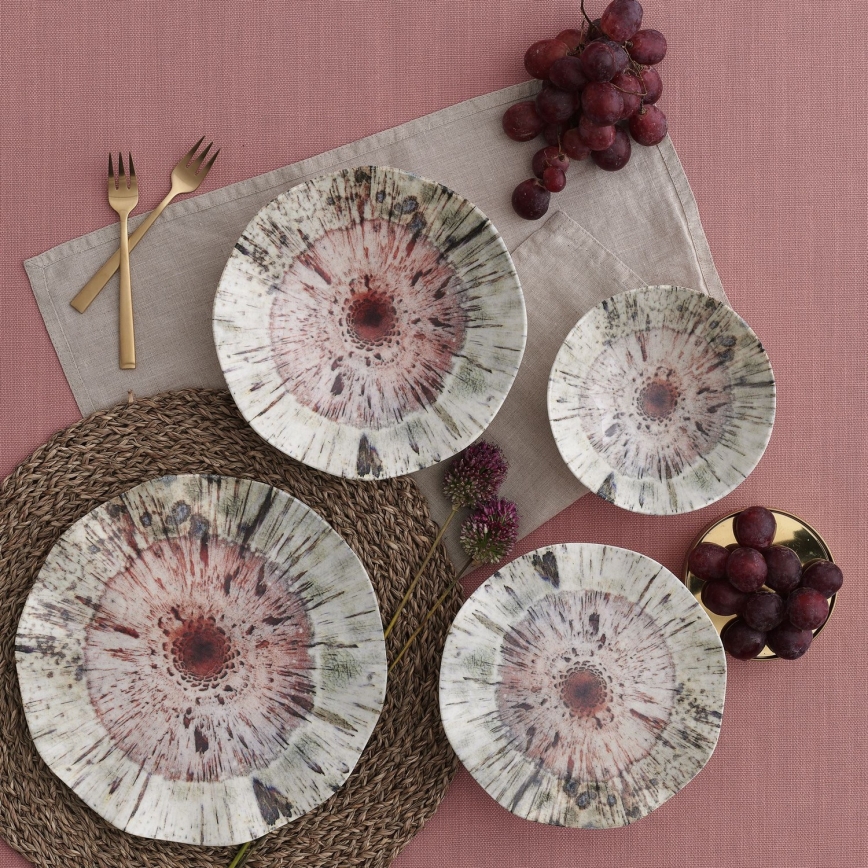 24-teiliges, farbenfrohes Porzellan-Set