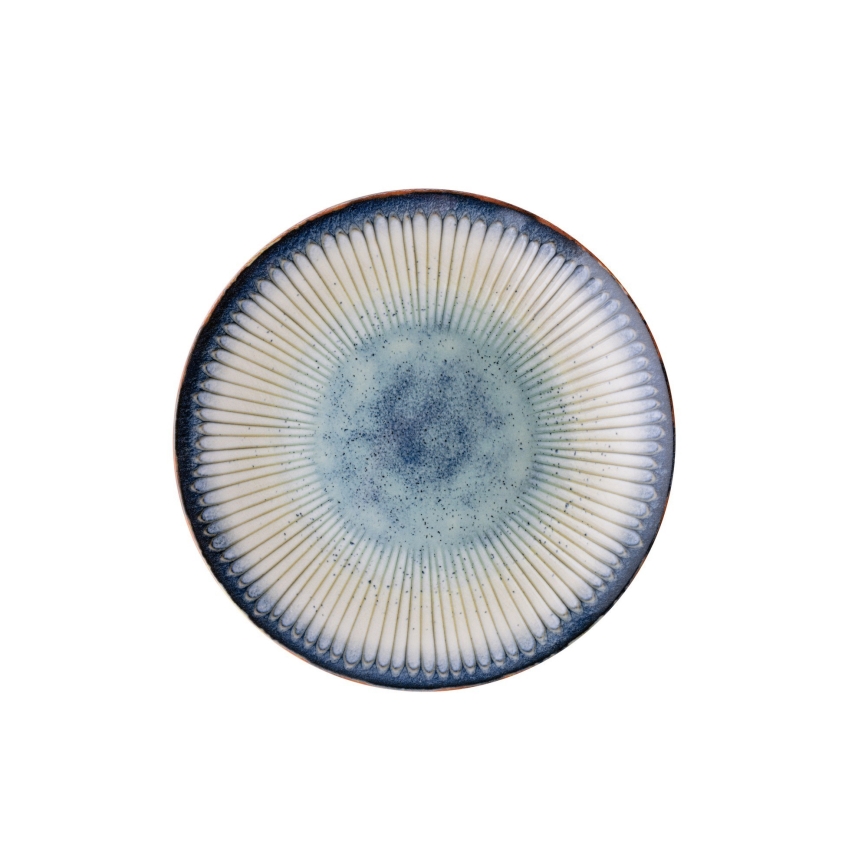 24-teiliges Geschirrset aus Porzellan, blau