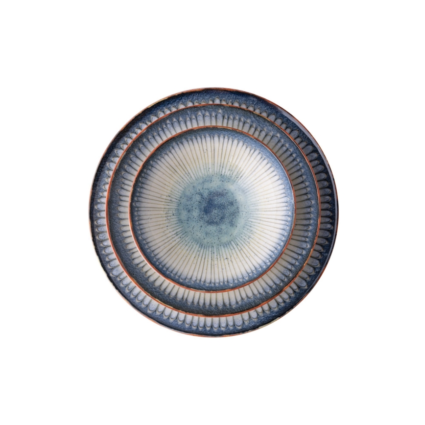 24-teiliges Geschirrset aus Porzellan, blau