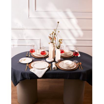 24-teiliges Geschirrset aus Porzellan, weiß/grau