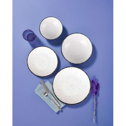 24-teiliges Geschirrset aus Porzellan, weiß/schwarz