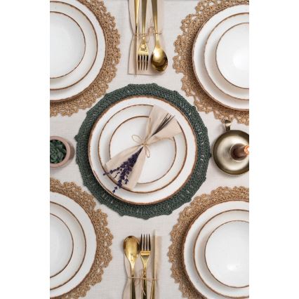 24-teiliges Geschirrset beige/braun/Porzellan