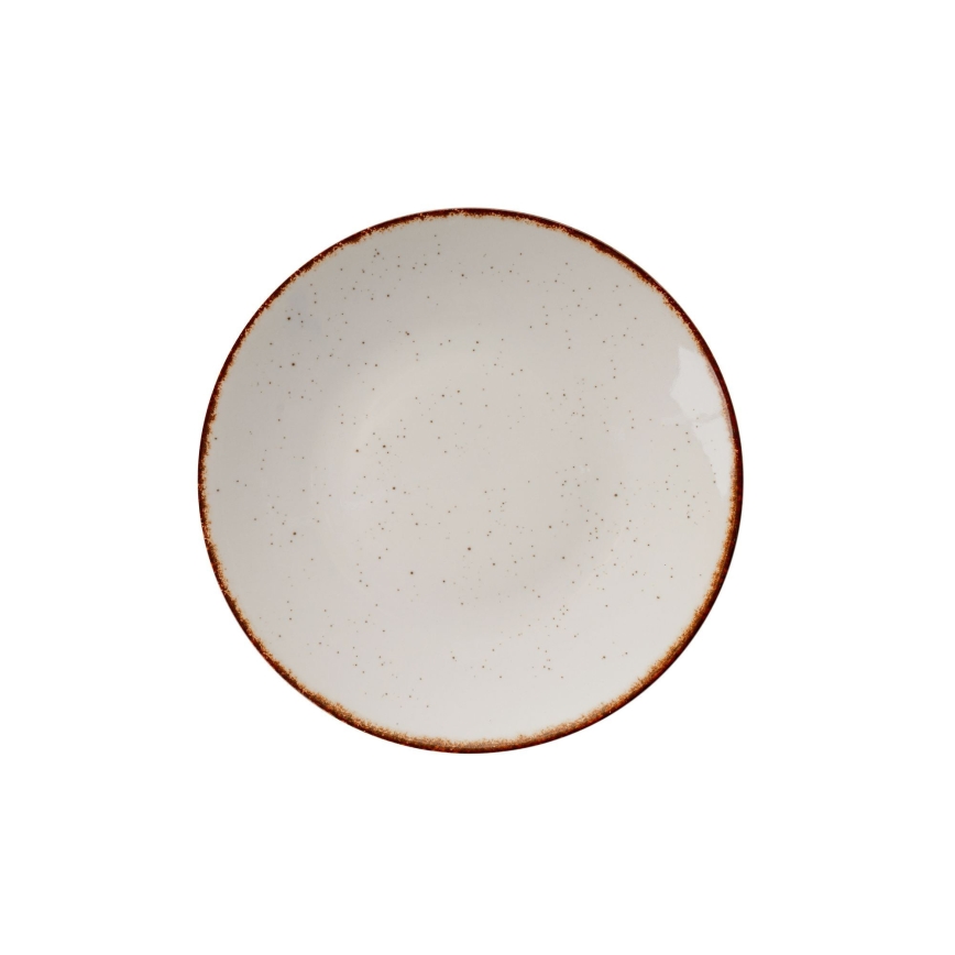24-teiliges Geschirrset beige/braun/Porzellan