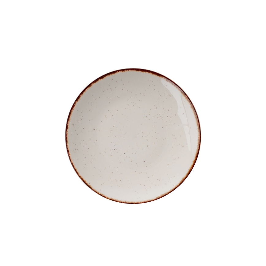 24-teiliges Geschirrset beige/braun/Porzellan