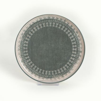 24-teiliges Geschirrset, beige/grün, aus Steinzeug