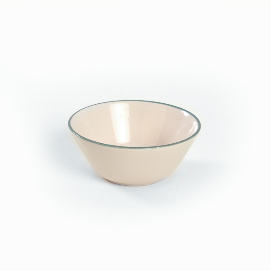 24-teiliges Geschirrset, beige/grün, aus Steinzeug