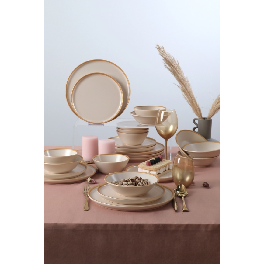 24-teiliges Geschirrset beige/Keramik