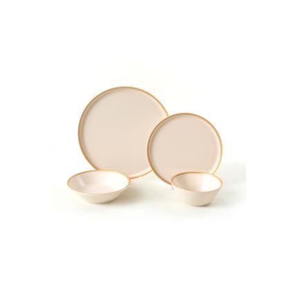 24-teiliges Geschirrset beige/Keramik