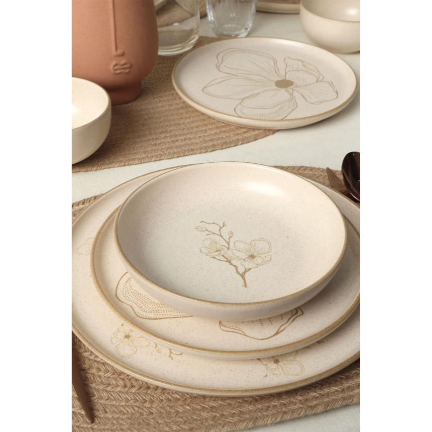 24-teiliges Geschirrset, beige/Keramik