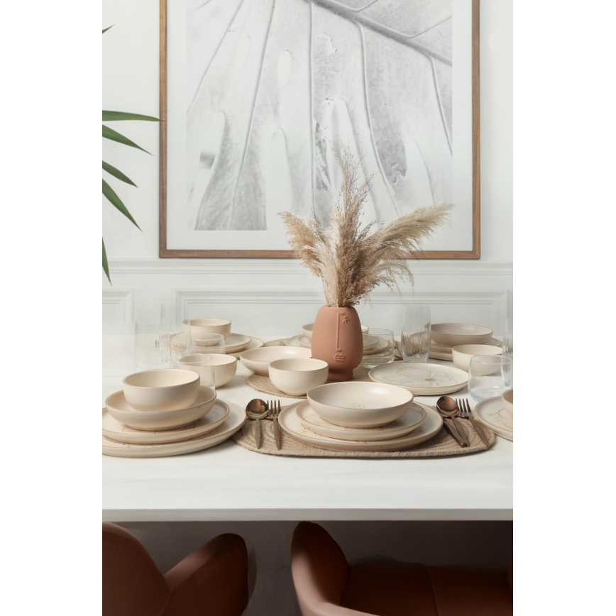 24-teiliges Geschirrset, beige/Keramik