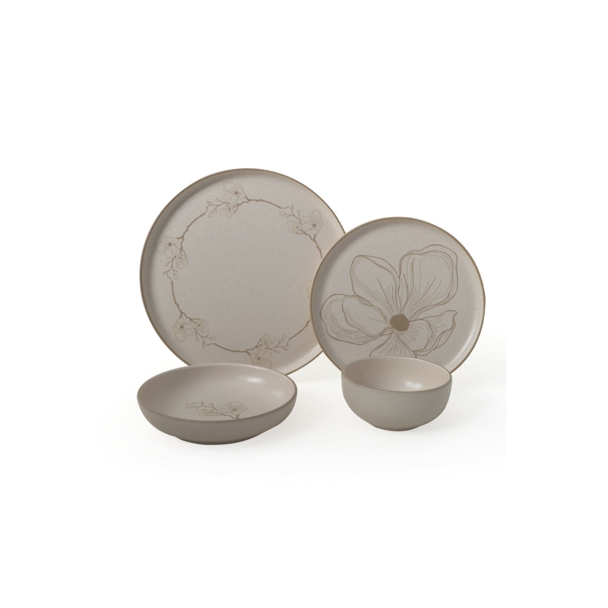24-teiliges Geschirrset, beige/Keramik
