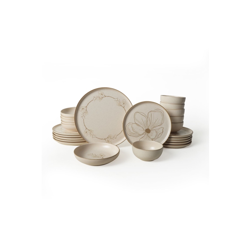 24-teiliges Geschirrset, beige/Keramik