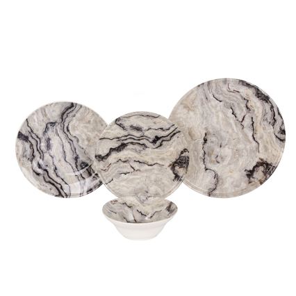 24-teiliges Geschirrset, beige / Keramik