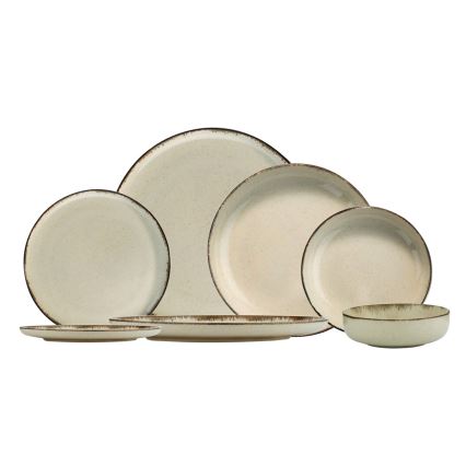 24-teiliges Geschirrset beige/Porzellan