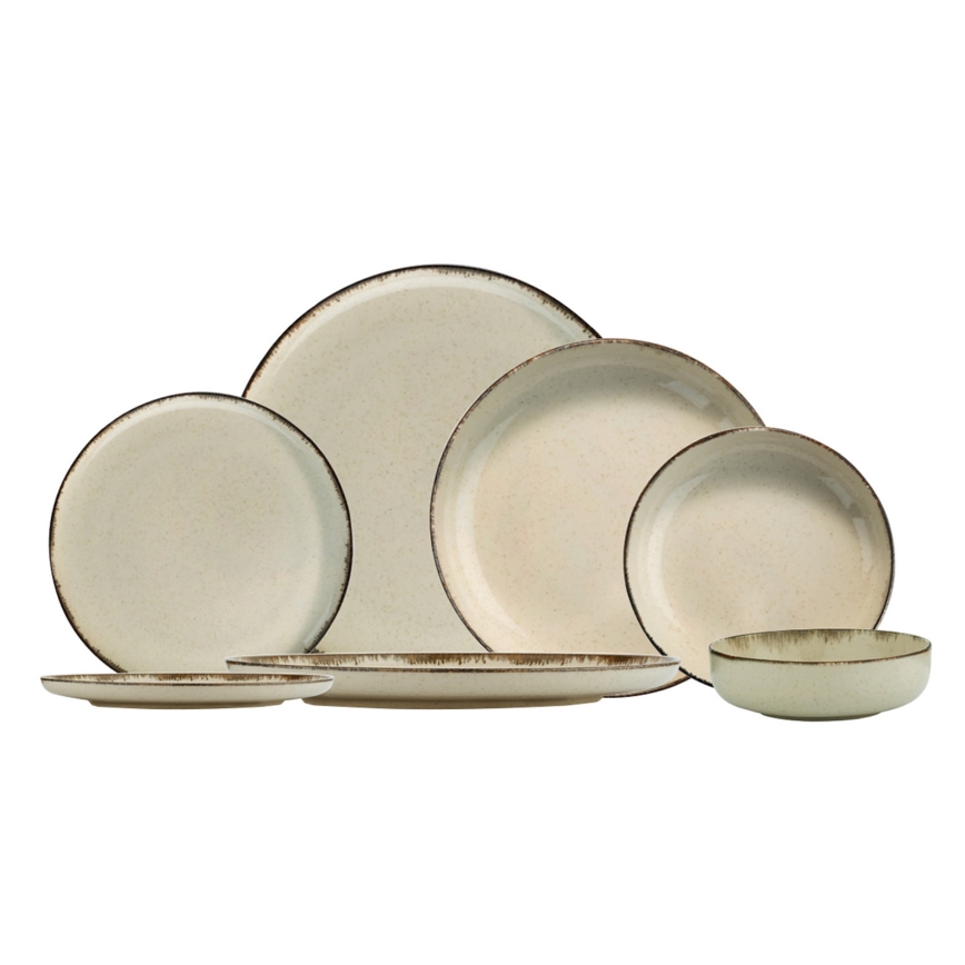 24-teiliges Geschirrset beige/Porzellan