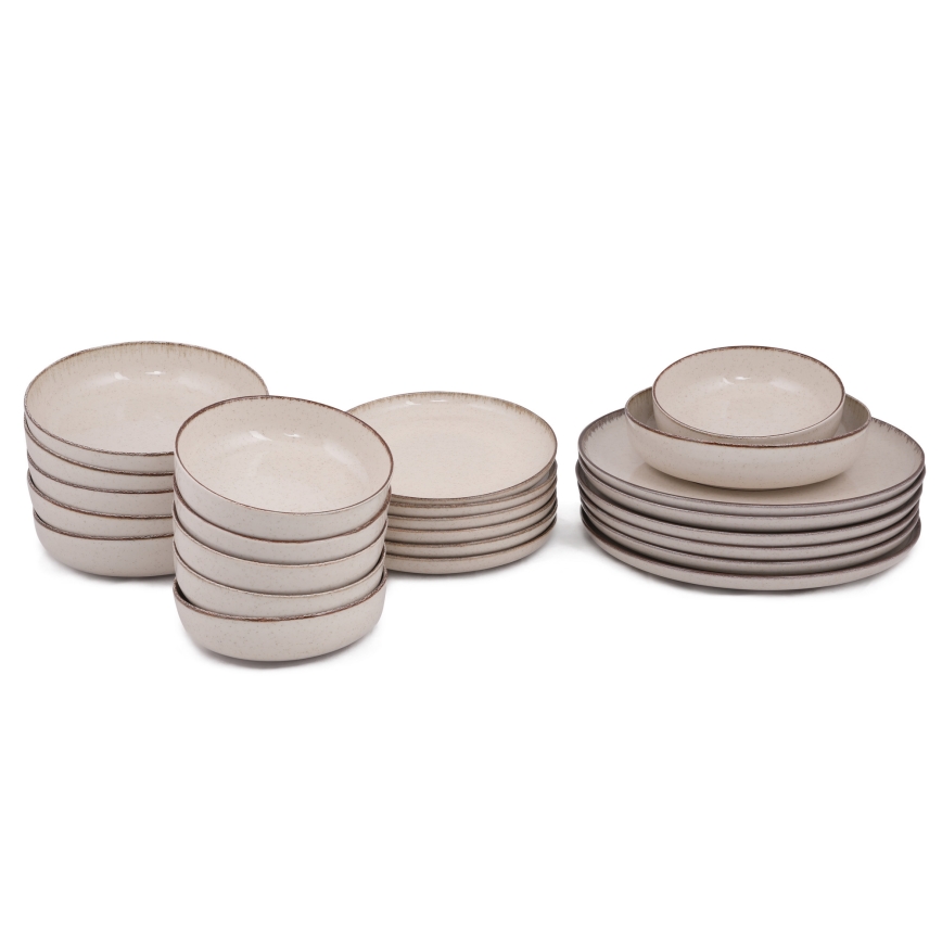 24-teiliges Geschirrset beige/Porzellan