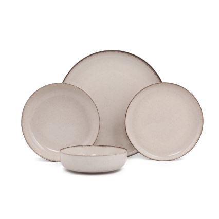 24-teiliges Geschirrset beige/Porzellan