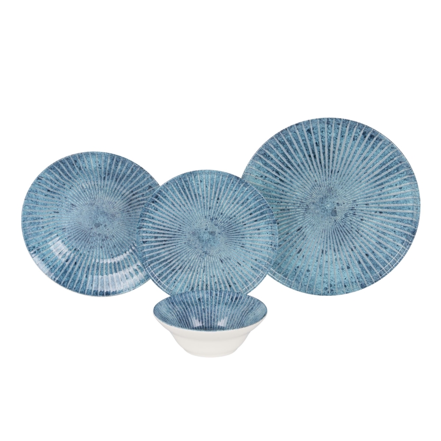 24-teiliges Geschirrset, blau / Keramik