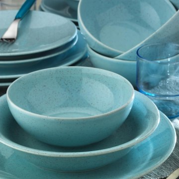24-teiliges Geschirrset blau/Porzellan