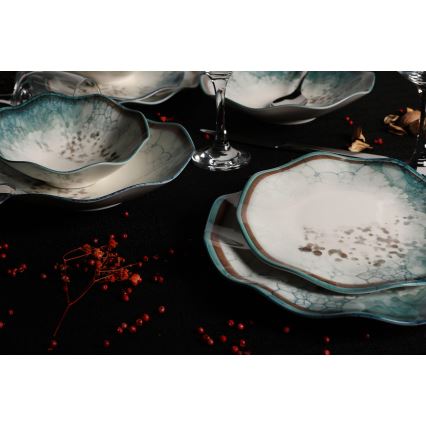 24-teiliges Geschirrset blau/Porzellan