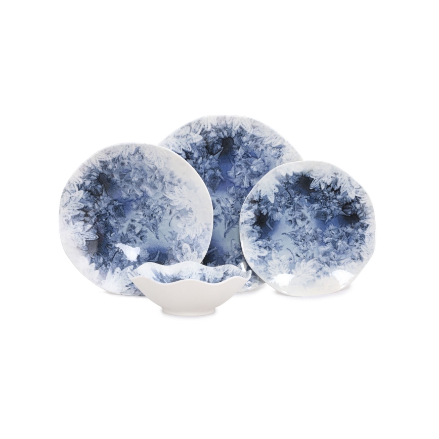 24-teiliges Geschirrset, blau/Porzellan