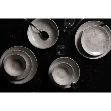 24-teiliges Geschirrset, grau/Porzellan