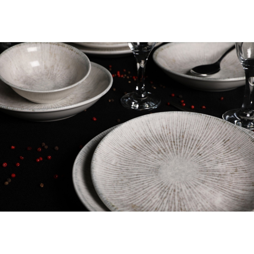 24-teiliges Geschirrset, grau/Porzellan