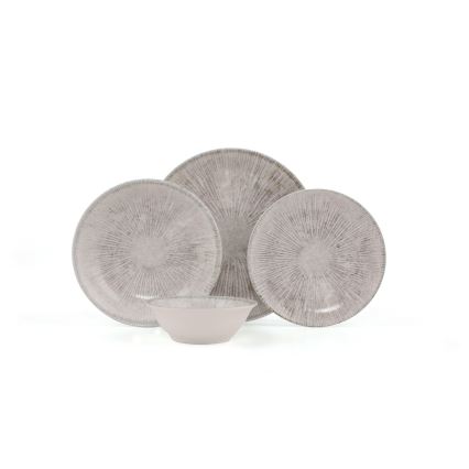 24-teiliges Geschirrset, grau/Porzellan