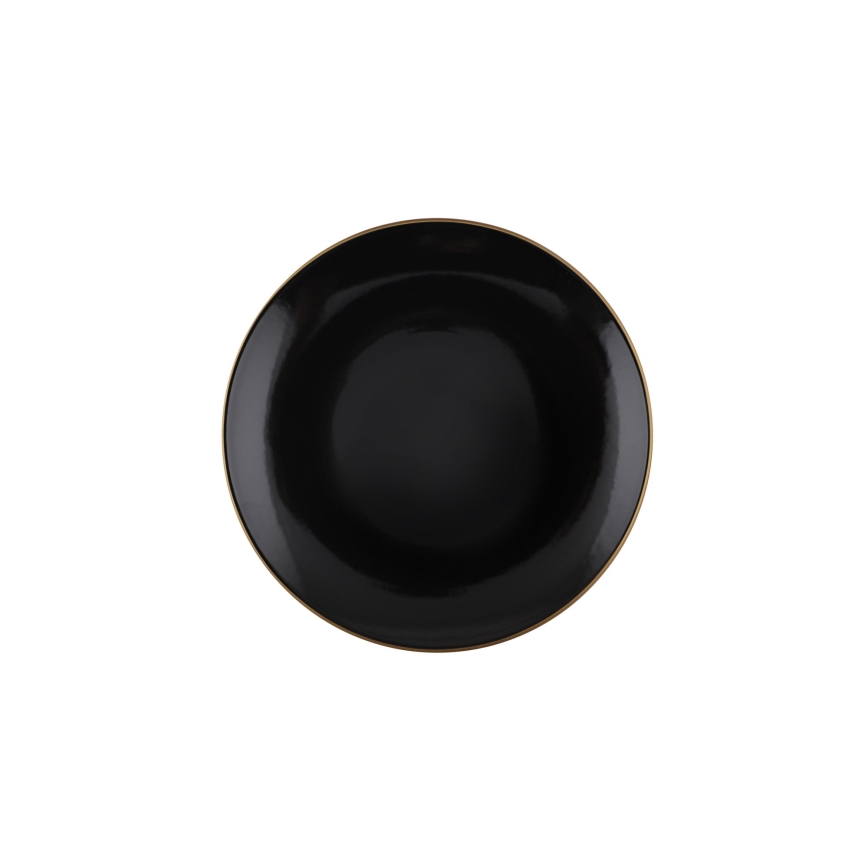 24-teiliges Geschirrset in Schwarz mit Goldakzenten aus Steingut