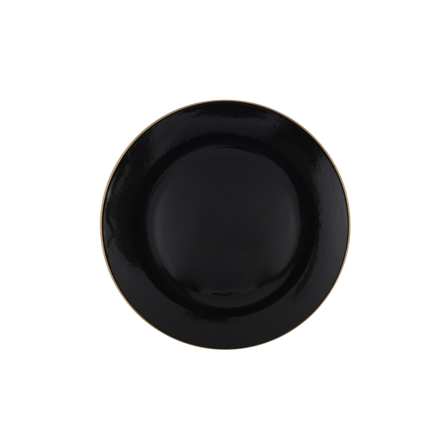 24-teiliges Geschirrset in Schwarz mit Goldakzenten aus Steingut