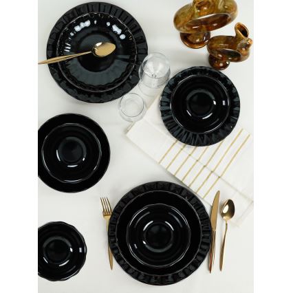 24-teiliges Geschirrset, schwarz/Steingut