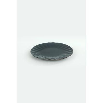 24-teiliges Geschirrset, schwarz/Steingut