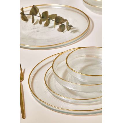 24-teiliges Geschirrset transparent/goldfarben/Glas