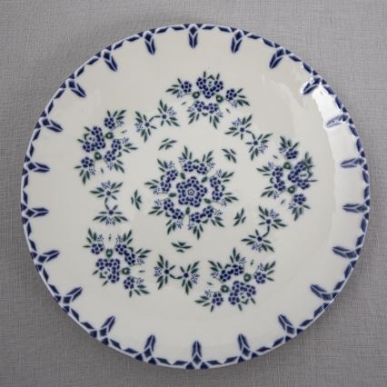 24-teiliges Geschirrset, weiß/blau, Porzellan