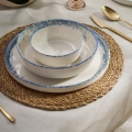 24-teiliges Geschirrset, weiß/blau, Porzellan