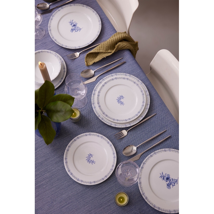 24-teiliges Geschirrset, weiß/blau, Porzellan