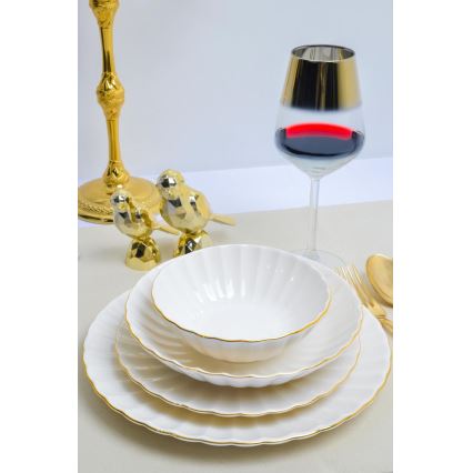 24-teiliges Geschirrset weiß/gold/Porzellan