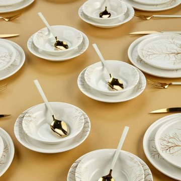 24-teiliges Geschirrset, weiß/orange, Keramik