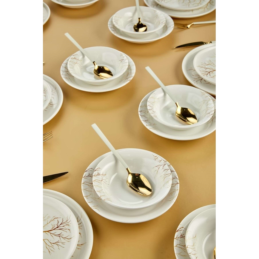 24-teiliges Geschirrset, weiß/orange, Keramik