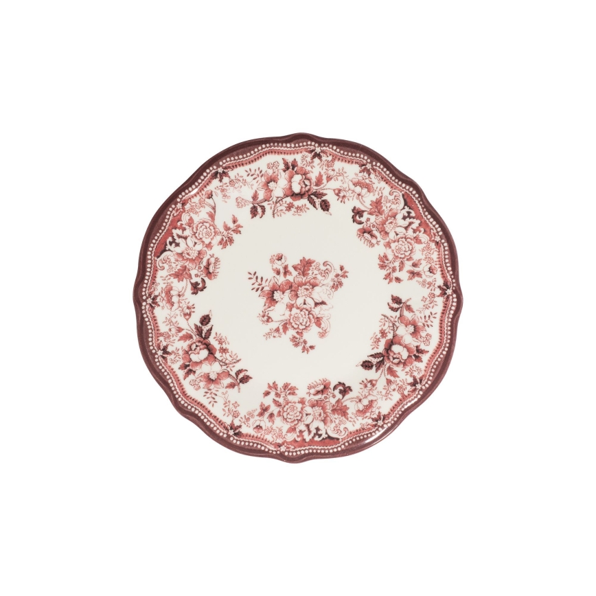 24-teiliges Geschirrset weiß/rosa/Porzellan