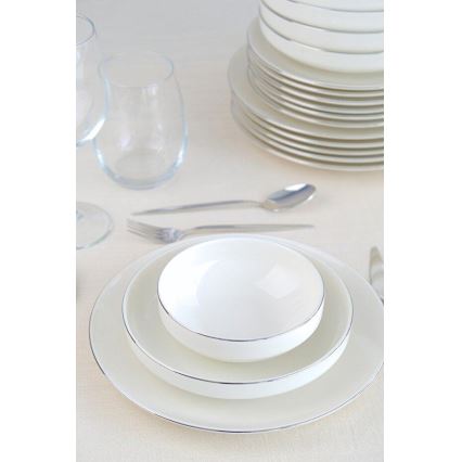 24-teiliges Geschirrset weiß/silber/Porzellan