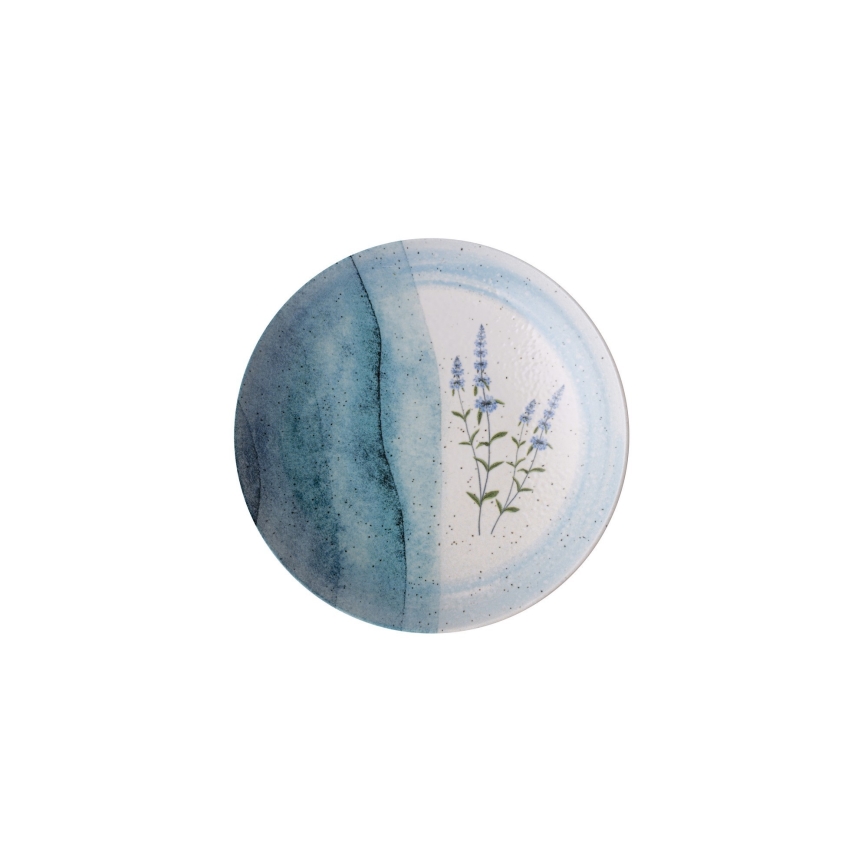 24-teiliges Porzellan-Geschirrset, blau/creme