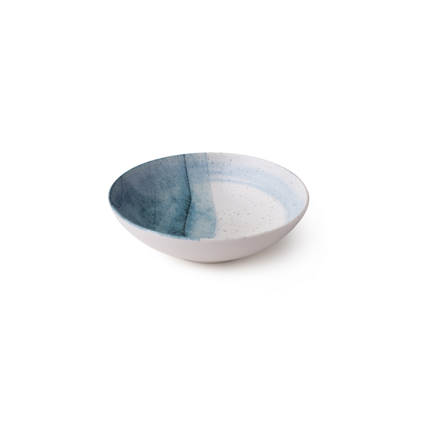 24-teiliges Porzellan-Geschirrset, blau/creme
