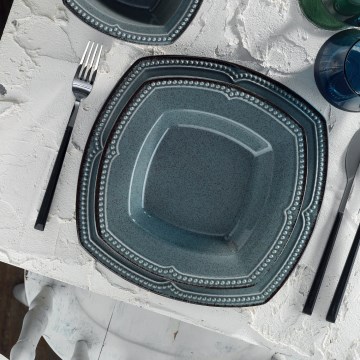 24-teiliges Porzellan-Geschirrset, blau