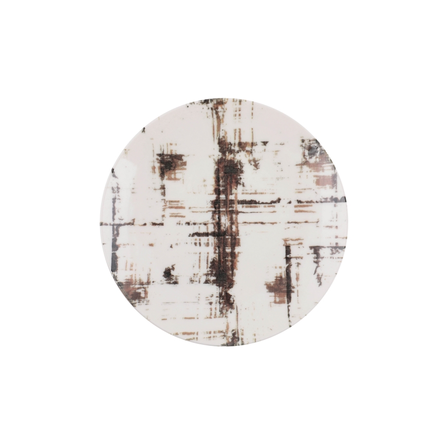 24-teiliges Porzellan-Geschirrset, braun/weiß