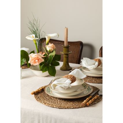 24-teiliges Porzellan-Geschirrset, creme/beige/grün