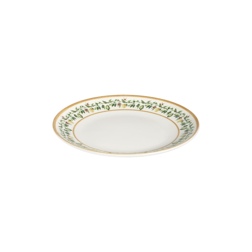 24-teiliges Porzellan-Geschirrset, creme/beige/grün
